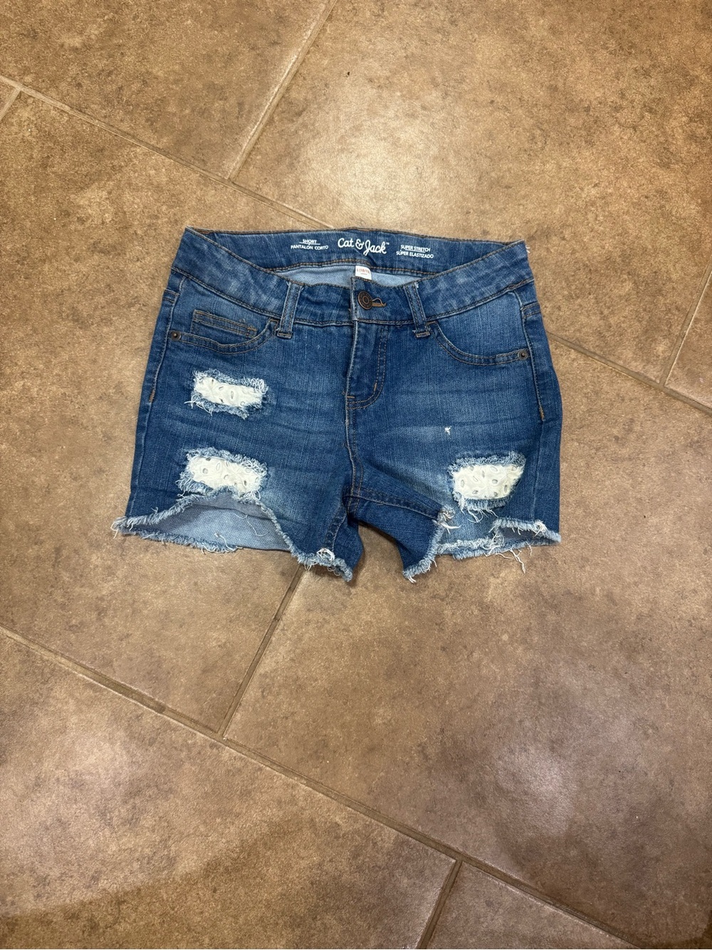 Cat & Jack Distressed Blue Denim Jean Shorts